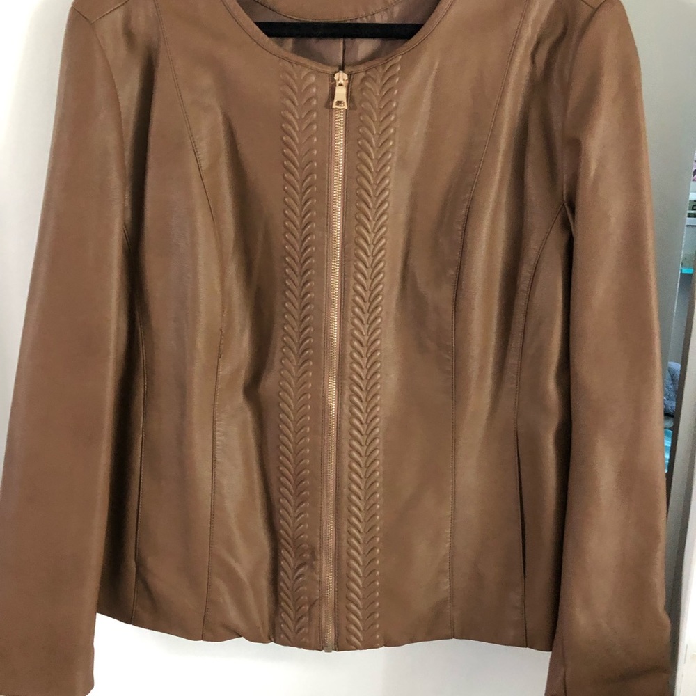 Charter club Faux leather jacket brown